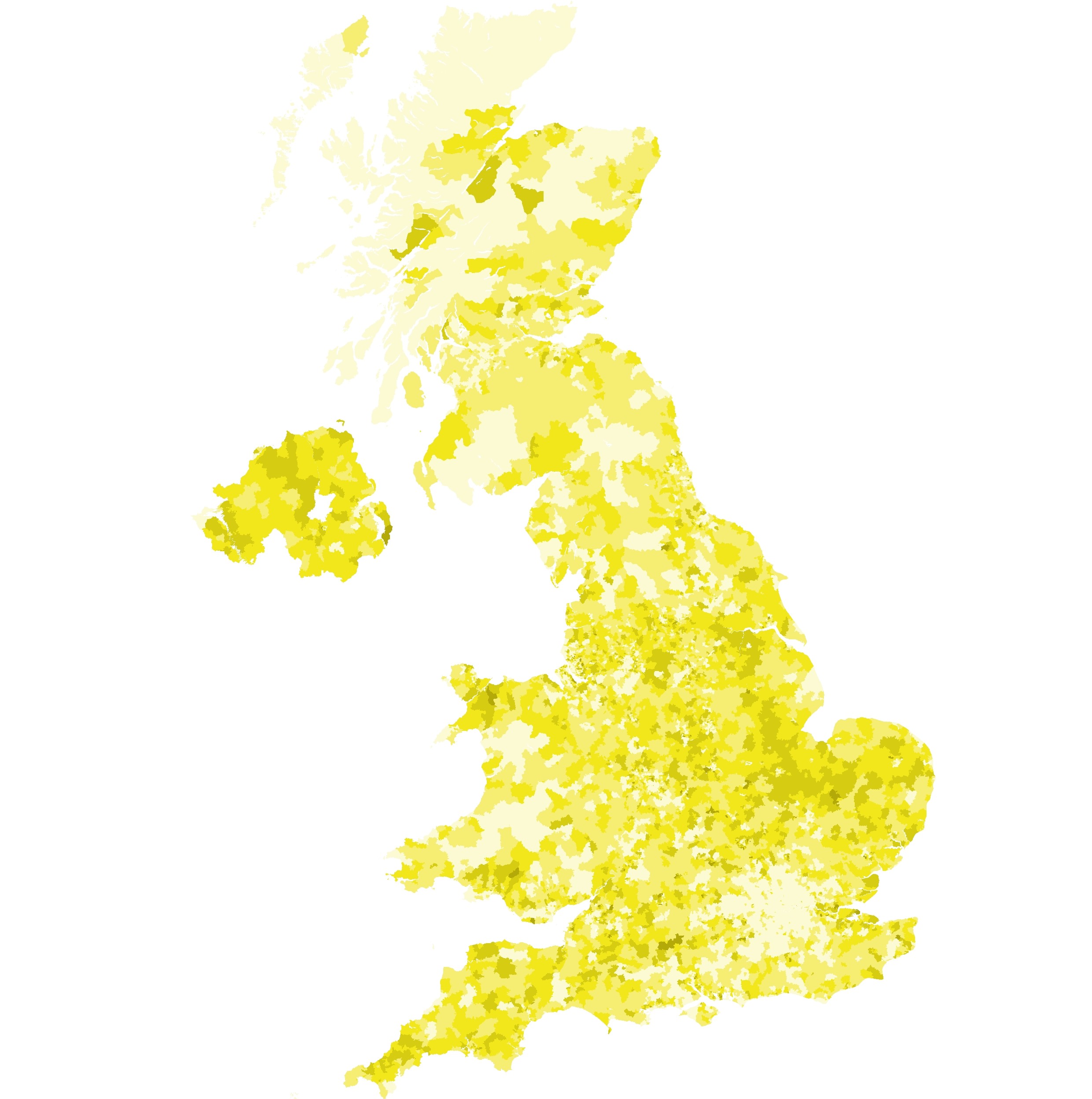 A heatmap of this segment's distribution shows mostly even distribution across the UK, with some gaps in big cities like London, dark and concentrated areas in the East of England and the north of Scotland.