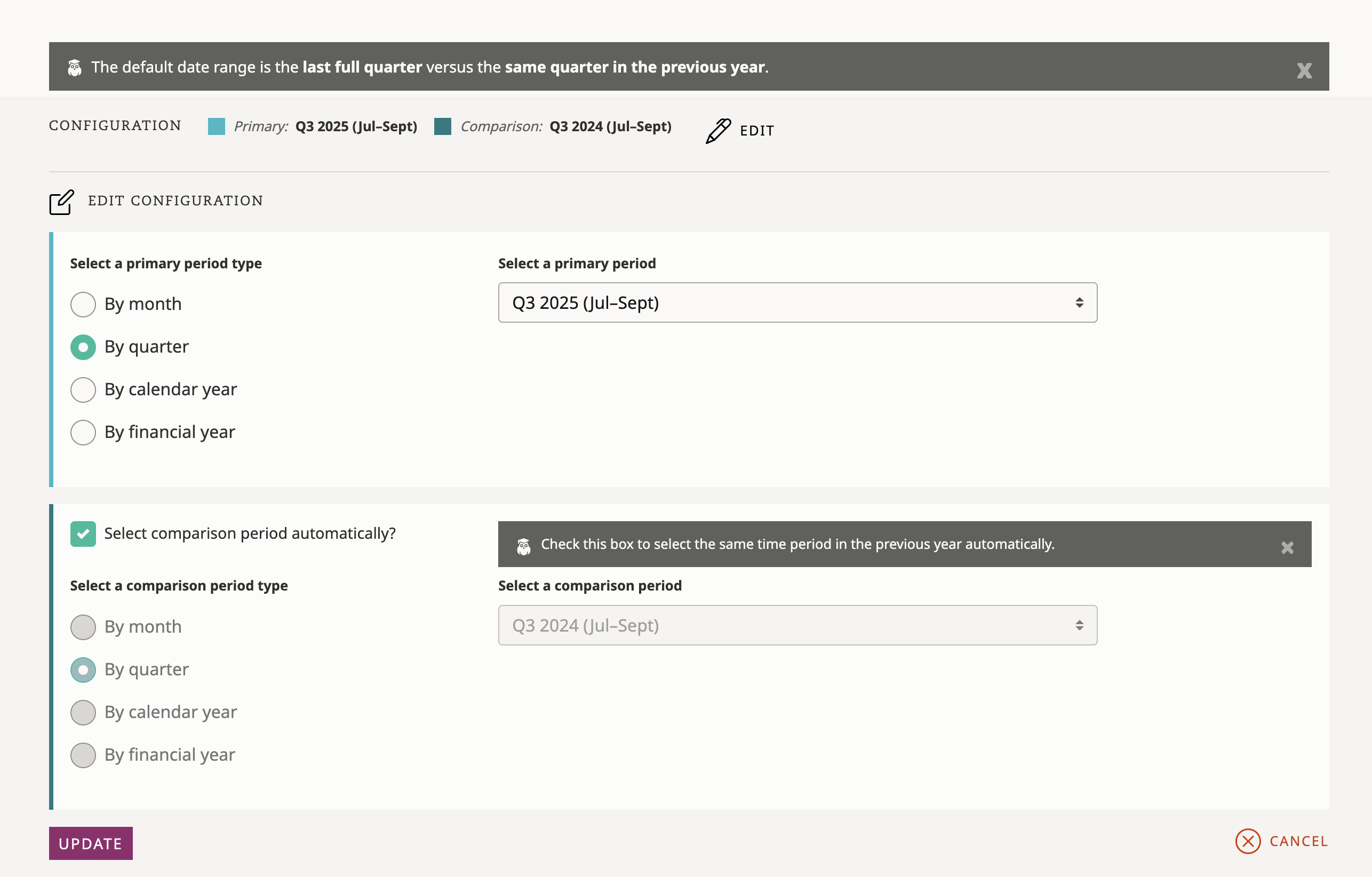 Date picker in the overview dashboard Date picker in the overview dashboard